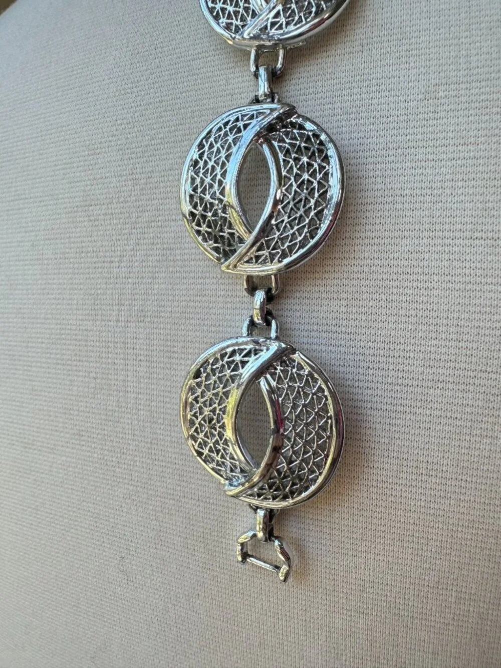Vintage Sarah Coventry Silver Tone Openwork Link Bracelet 7.25” Signed